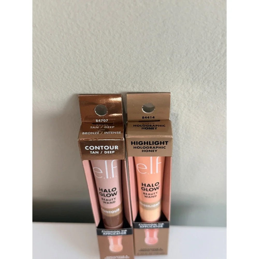 e.l.f. Halo Glow Beauty Wand Set Women 0.33oz Tan Deep Holographic Honey NWT